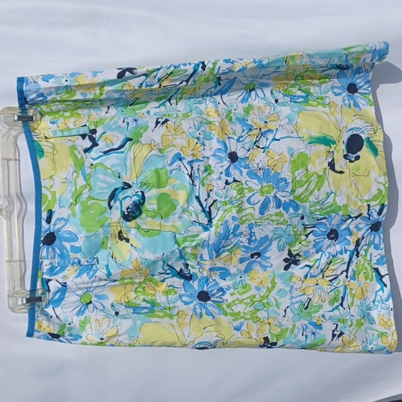 Nine & Company Floral Pleated A Lined Wrap Skirt 10, Blue/green/yellow, Stretch - Picture 4 of 5